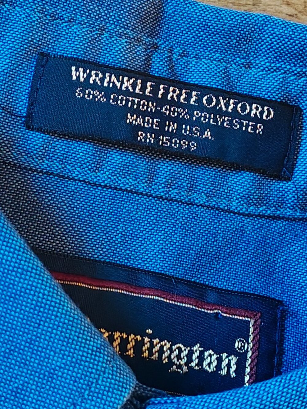 Vintage Barrington Blue Wrinkle Free Oxford Shirt Mens 15.5 34/35 Made in USA - Picture 5 of 11